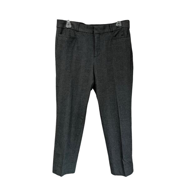 Banana Republic Sloan Black & White Plaid Ankle Straight Trousers Size 10 Petite - Picture 1 of 6